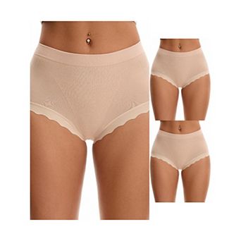 3 Packs Women's High Waisted Underpantys Breathable Tummy Control Briefs