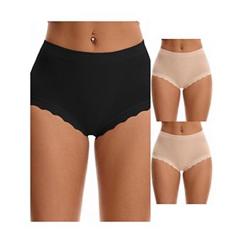 3 Packs Women's High Waisted Underpantys Breathable Tummy Control Briefs