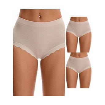 3 Packs Women's High Waisted Underpantys Breathable Tummy Control Briefs