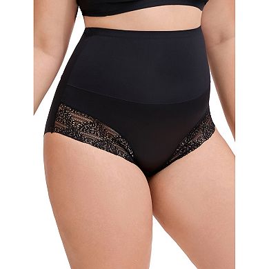 3 Packs Women's Lace Trimmed Briefs Underwear Tummy Control High Waisted Full Coverage Panties