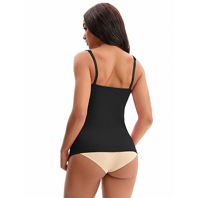 3 Packs Women's Spaghetti Straps Camisoles Built-In Bras Basic Breathable Sleeveless Undershirts