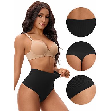3 Packs Women's Thong Shapewear Tummy Control High Waist Shaping Panties Body Shaper Underwear