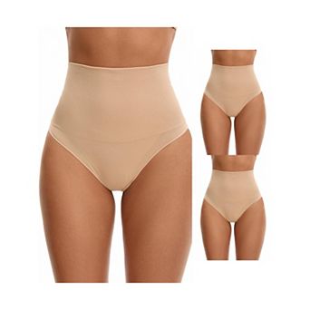 3 Packs Women's Thong Shapewear Tummy Control High Waist Shaping Panties Body Shaper Underwear