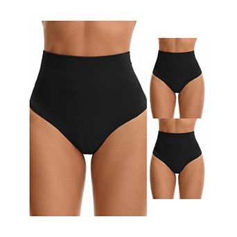 3 Packs Women's Thong Shapewear Tummy Control High Waist Shaping Panties Body Shaper Underwear