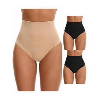 3 Packs Women's Thong Shapewear Tummy Control High Waist Shaping Panties Body Shaper Underwear