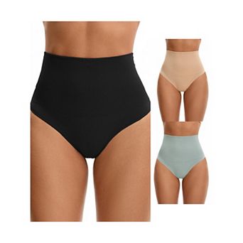 3 Packs Women's Thong Shapewear Tummy Control High Waist Shaping Panties Body Shaper Underwear