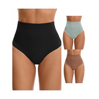 3 Packs Women's Thong Shapewear Tummy Control High Waist Shaping Panties Body Shaper Underwear