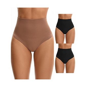 3 Packs Women's Thong Shapewear Tummy Control High Waist Shaping Panties Body Shaper Underwear