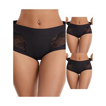 3 Packs Women's High Wasited Lace Underwear Briefs Breathable Full Coverage Tummy Control Panties