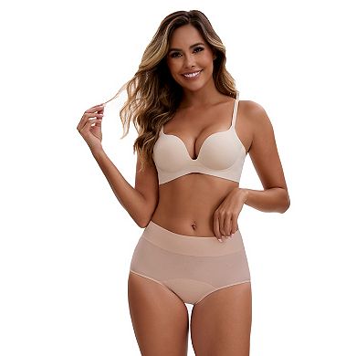 3 Packs Women's Leak Proof Briefs Cotton High Waist Elastic Full Coverage Tummy Control Underwears
