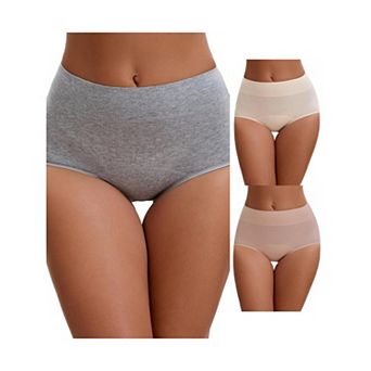 3 Packs Women's Leak Proof Briefs Cotton High Waist Elastic Full Coverage Tummy Control Underwears