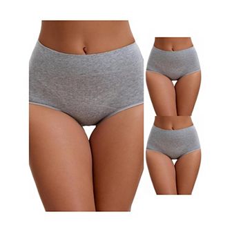 3 Packs Women's Leak Proof Briefs Cotton High Waist Elastic Full Coverage Tummy Control Underwears