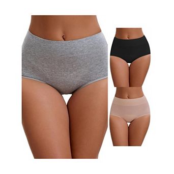 3 Packs Women's Leak Proof Briefs Cotton High Waist Elastic Full Coverage Tummy Control Underwears
