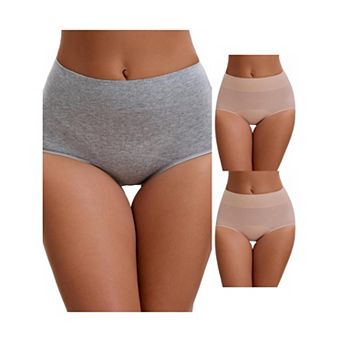 3 Packs Women's Leak Proof Briefs Cotton High Waist Elastic Full Coverage Tummy Control Underwears