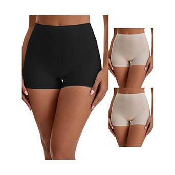 3 Packs Women's Seamless High Waist Tummy Slimming Control Panties Slip Shorts UnderDresses Boyshort