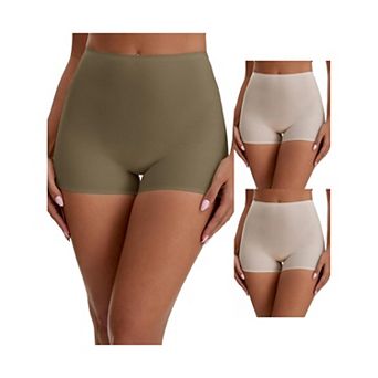 3 Packs Women's Seamless High Waist Tummy Slimming Control Panties Slip Shorts UnderDresses Boyshort