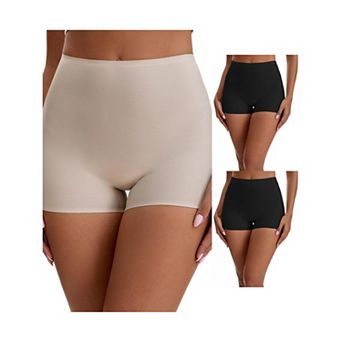 3 Packs Women's Seamless High Waist Tummy Slimming Control Panties Slip Shorts UnderDresses Boyshort