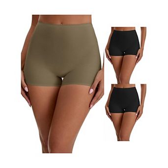 3 Packs Women's Seamless High Waist Tummy Slimming Control Panties Slip Shorts UnderDresses Boyshort