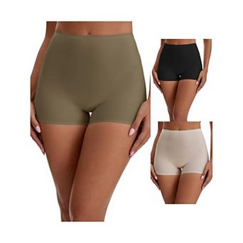 3 Packs Women's Seamless High Waist Tummy Slimming Control Panties Slip Shorts UnderDresses Boyshort