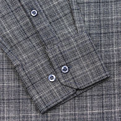 Men's Turkish Cotton Long Sleeve Button Down Shirt in Combed Cotton with Plaid Pattern
