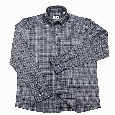 Men's Turkish Cotton Long Sleeve Button Down Shirt in Combed Cotton with Plaid Pattern
