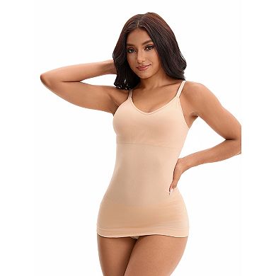 3 Packs Women's Slim Fit Shaping Mini Full Slips Spaghetti Strap Cami Built in Bra Under Dress