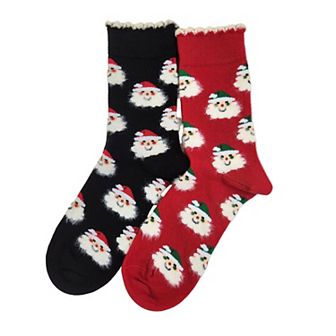 Women's 2 Pair Packs Colorful Christmas Crew Socks for the Holidays