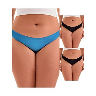 3 Packs Women's Low Waist Frill Trim Satin Full Coverage Briefs