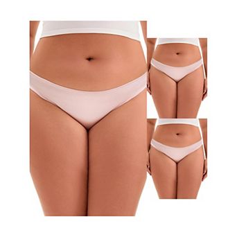 3 Packs Women's Low Waist Frill Trim Satin Full Coverage Briefs