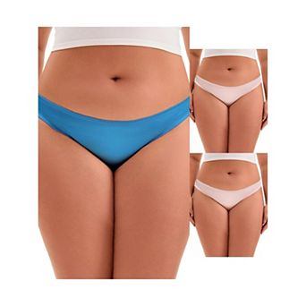 3 Packs Women's Low Waist Frill Trim Satin Full Coverage Briefs