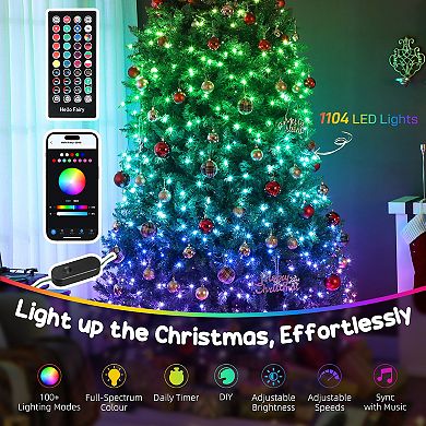 HOMCOM 9ft Christmas Tree with RGB LEDs, App Control, Hinged Xmas Tree