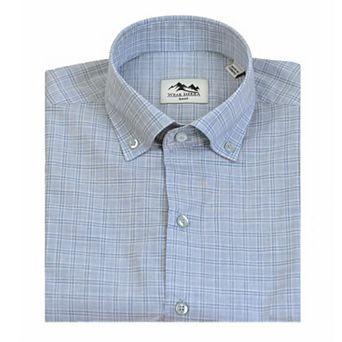 Men's Cotton Short-Sleeve Button-Down Shirt with Plaid Pattern