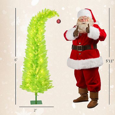 HOMCOM 6 ft Whimsical Christmas Tree, Prelit Pencil Xmas Tree