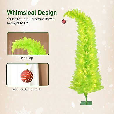 HOMCOM 6 ft Whimsical Christmas Tree, Prelit Pencil Xmas Tree