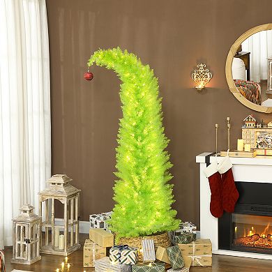 HOMCOM 6 ft Whimsical Christmas Tree, Prelit Pencil Xmas Tree