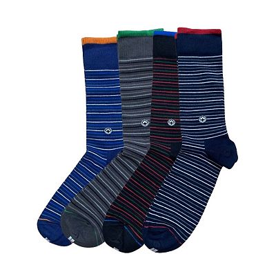 Mens Cotton Crew Dress Socks Soft, Breathable, Stylish for Casual Wear - 4 Pair Boxed Set