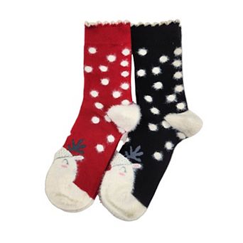 Women's Crew Socks for Winter and Christmas - 2 Pair Packs Colorful Socks for the Holidays