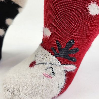 Women's Crew Socks for Winter and Christmas - 2 Pair Packs Colorful Socks for the Holidays