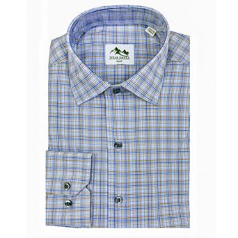 Men's Turkish Cotton Plaid Pattern Long Sleeve Button Up Shirt