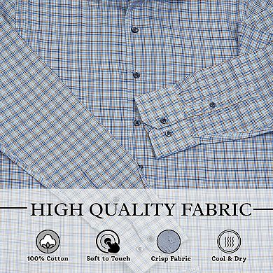 Men's Turkish Cotton Plaid Pattern Long Sleeve Button Up Shirt