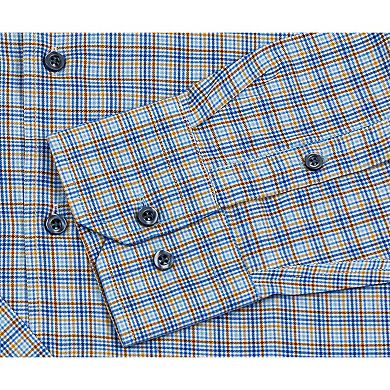 Men's Turkish Cotton Plaid Pattern Long Sleeve Button Up Shirt