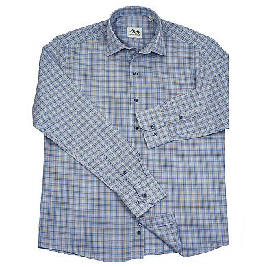 Men's Turkish Cotton Plaid Pattern Long Sleeve Button Up Shirt