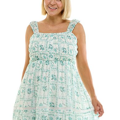 Juniors' Plus Size Lily Rose Smocked Lace Trim Maxi Dress