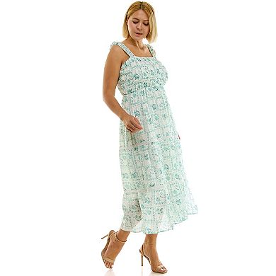 Juniors' Plus Size Lily Rose Smocked Lace Trim Maxi Dress