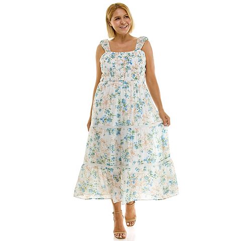 Женские платья Plus Juniors' Plus Size Lily Rose Smocked Lace Trim Maxi Dress