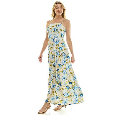 Juniors' Lily Rose Square Neck Cami Tiered Maxi Dress