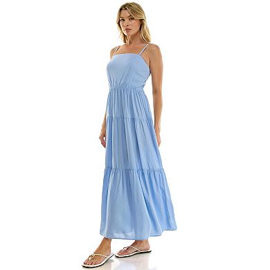 Juniors' Lily Rose Square Neck Cami Tiered Maxi Dress