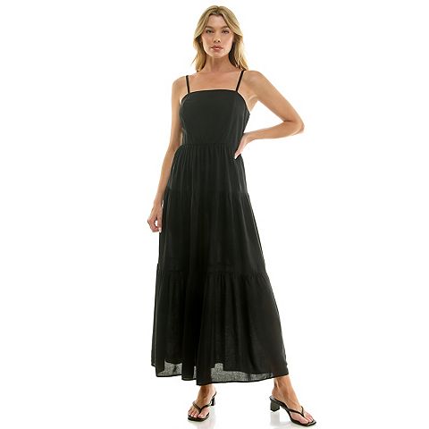 Женские платья Lily Juniors' Lily Rose Square Neck Cami Tiered Maxi Dress