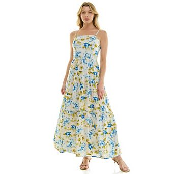 Juniors' Lily Rose Square Neck Cami Tiered Maxi Dress