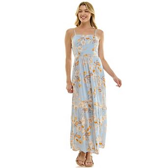 Juniors' Lily Rose Square Neck Cami Tiered Maxi Dress